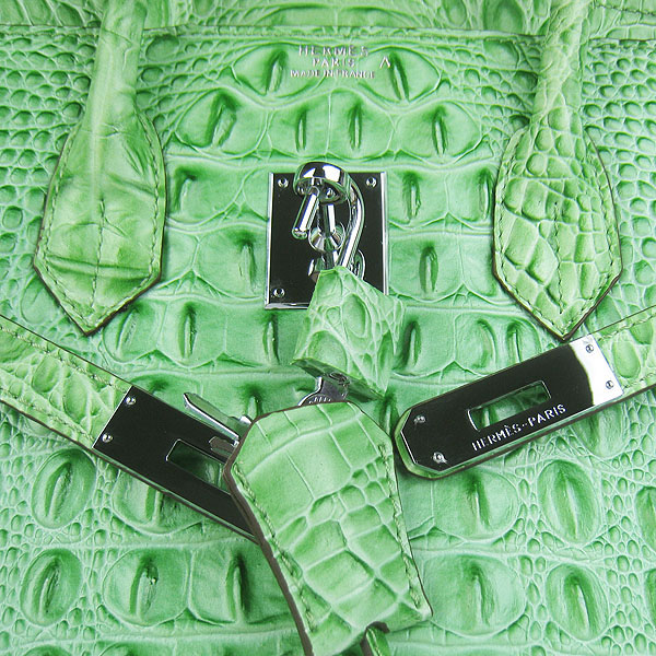 Replica Hermes Birkin 30CM Crocodile Head Veins Bag Green 6088 On Sale - Click Image to Close